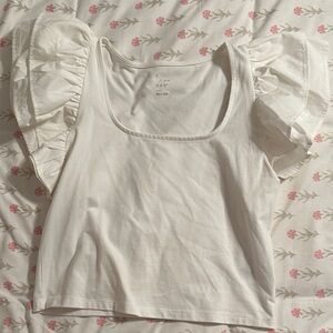 White Puff Sleeve Top